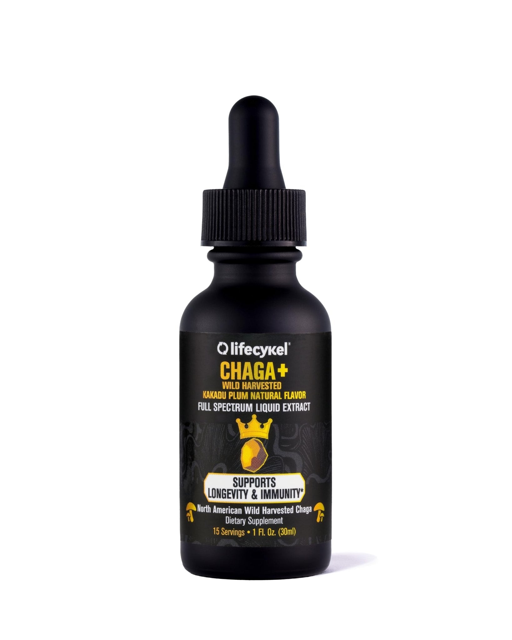 Life Cykel - Chaga Mushroom Extract with Kakadu Plum - Double Extracted Mushroom Tincture - Non-GMO Immune Support Supplement for Adults and Kids - 1 Fl Oz - PrimeBioHealth - canada supplements