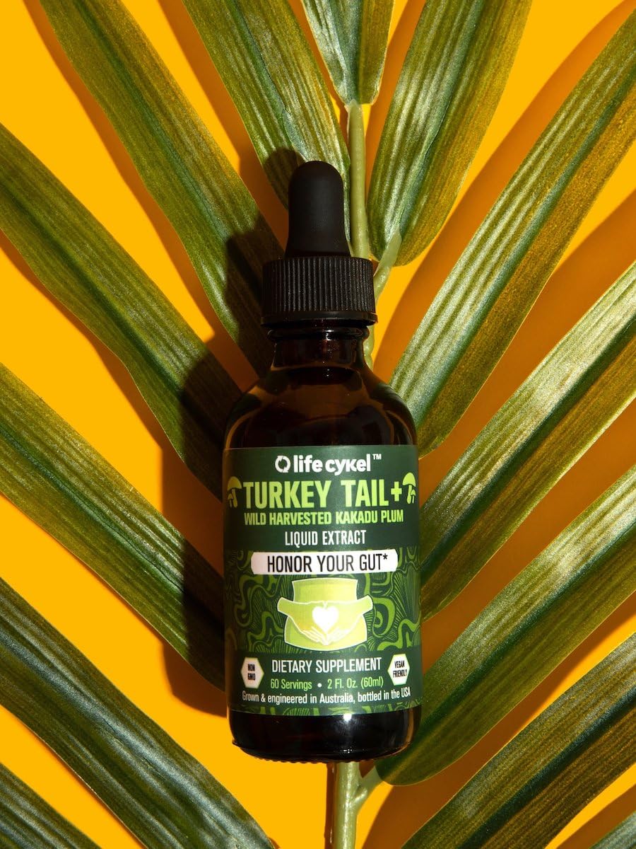 Life Cykel -Turkey Tail Mushroom Liquid Extract Kakadu Plum- 100% Organic Turkey Tail Mushrooms-Immune Support Supplement Immune Defense Antioxidants Vitamin C Made in US, 2 Fl oz(Packaging May Vary) - PrimeBioHealth - canada supplements