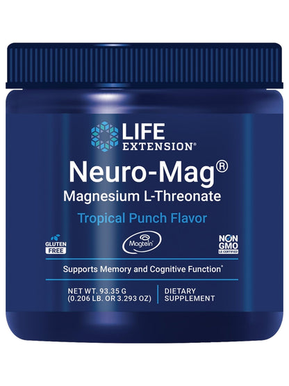 Life Extension Neuro-Mag Magnesium L-Threonate Powder (Tropical Punch) - Ultra-Absorbable Magnesium - Supports Memory, Focus, Cognitive Function & Mood - PrimeBioHealth - canada supplements