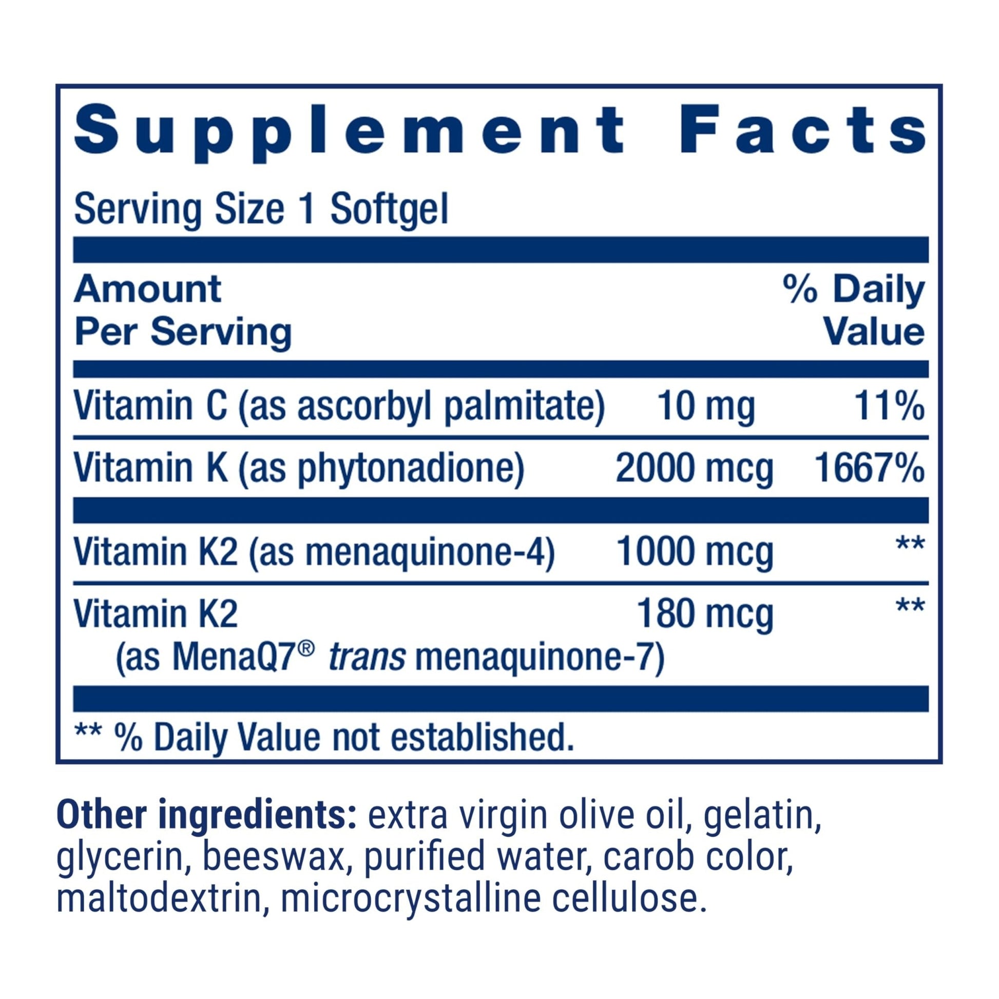 Life Extension Super K, Vitamin K Supplement, 2000 Mcg Vitamin K and 1180 Mcg Vitamin K2, Heart Health, Once-Daily, 90 Softgels - PrimeBioHealth - canada supplements