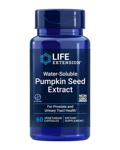 Life Extension Water-Soluble Pumpkin Seed Extract, Promotes Prostate & Urinary Tract Health, Bladder Health Support, Men, Women, Gluten-Free, Non-GMO, Vegetarian, 60 Capsules - PrimeBioHealth - canada supplements