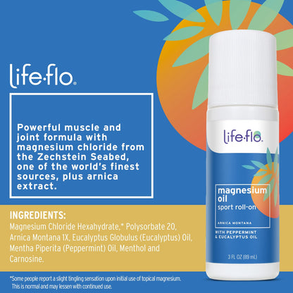 LIFE-FLO Magnesium Oil for Feet and Body - Topical Magnesium Spray Soothes Muscles, Joints When Massaged Into the Skin - Doubles as a Deodorant Spray or Bath Oil, Hypoallergenic, 8 Fl Oz - PrimeBioHealth - canada supplements