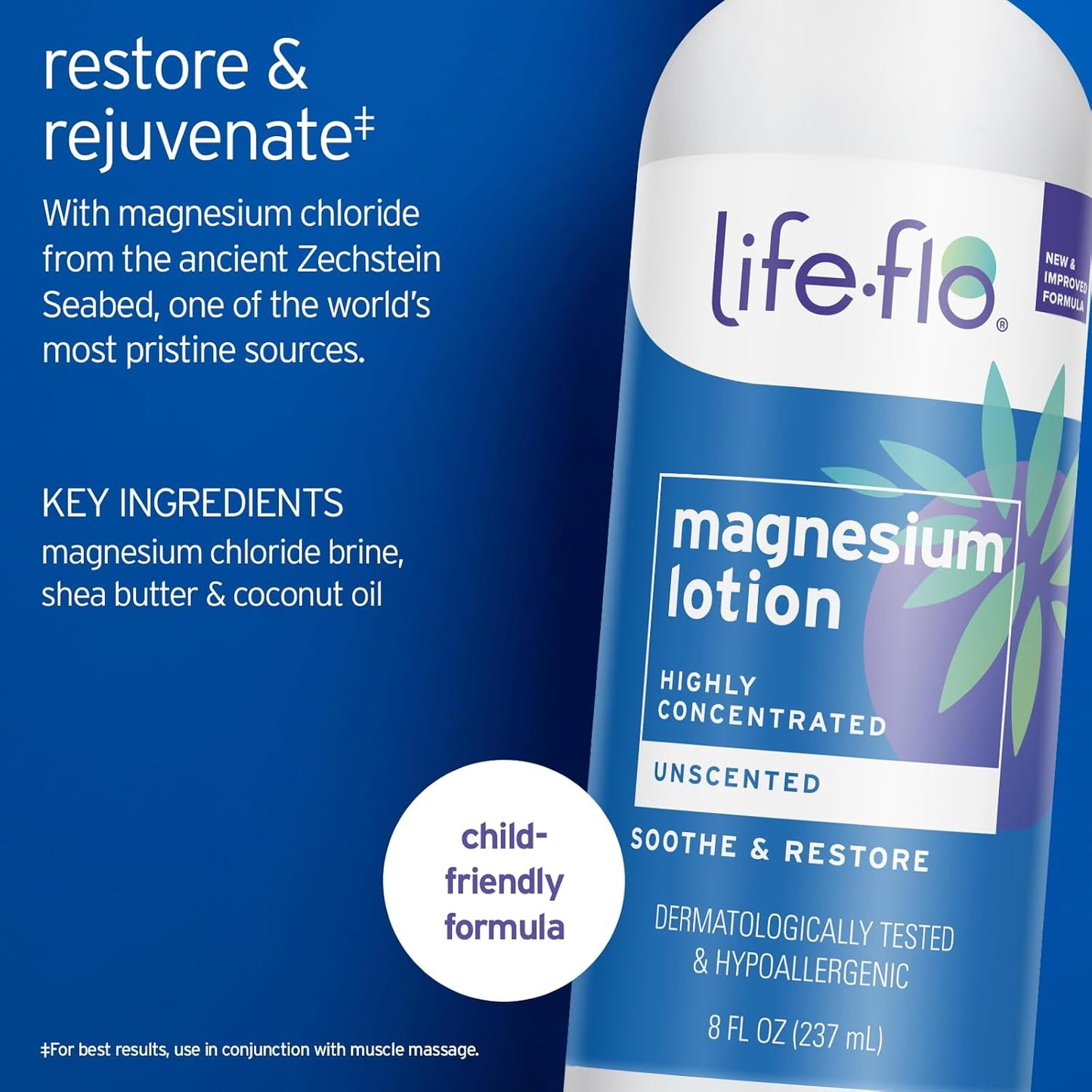 LIFE-FLO Unscented Magnesium Lotion - Highly Concentrated Magnesium Lotion for Kids and Adults - Soothes Overworked Muscles, Joints When Massaged into the Skin - Hypoallergenic, 60-Day Guarantee - 8oz - PrimeBioHealth - canada supplements