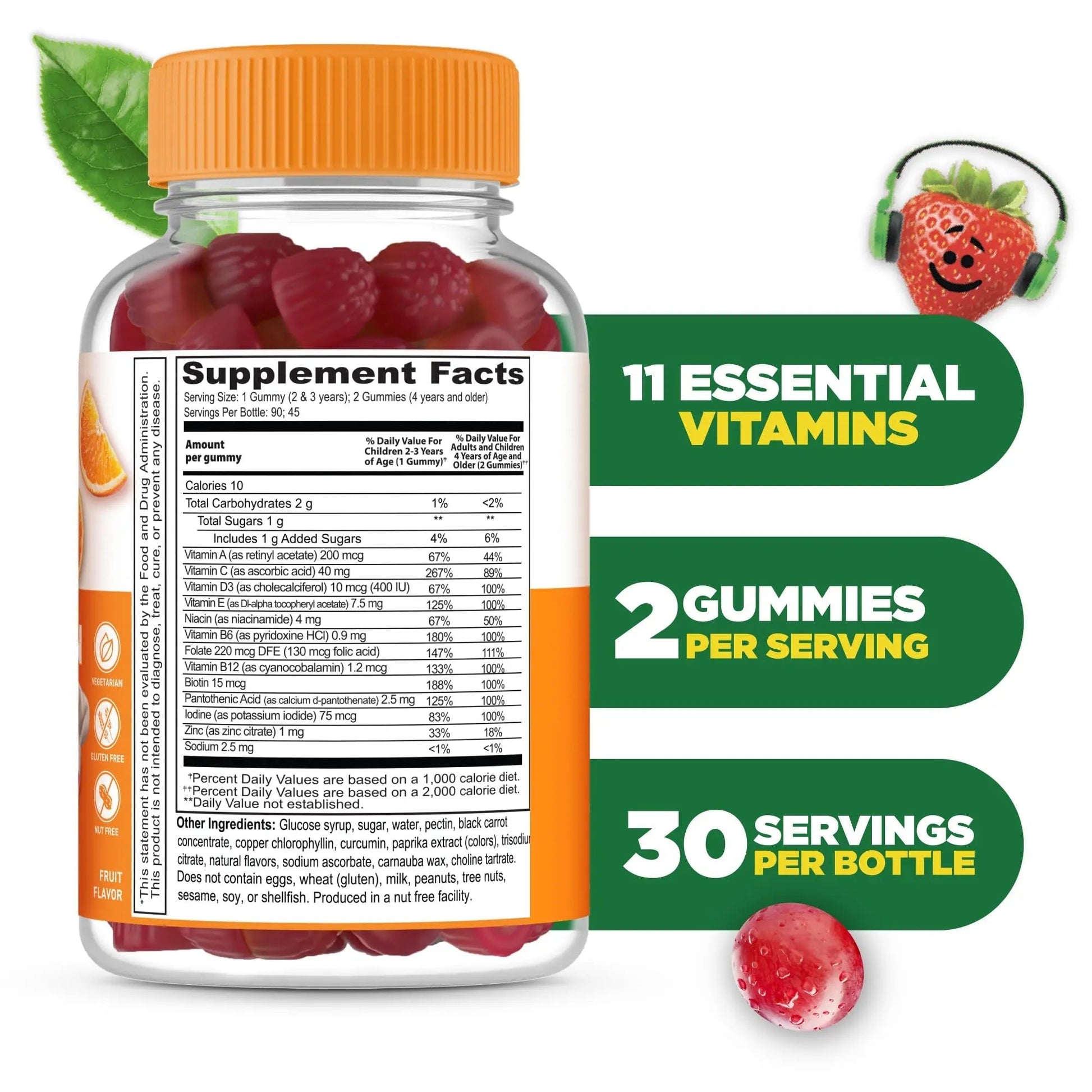Lifeable Kids Multivitamin Gummies | Great Tasting Multivitamin for Kids | with Vitamins A, C, D, E, B6, B12, Zinc, Biotin - PrimeBioHealth - canada supplements