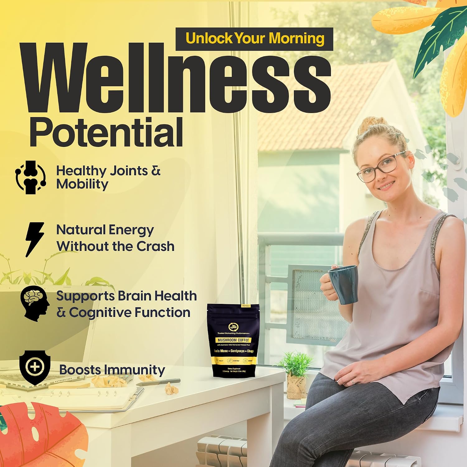 Lifecykel Mushroom Coffee – Arabica Blend with Lion’s Mane, Chaga Extract, Cordyceps & Kakadu Plum | Focus | Adaptogenic, Smooth & Jitter-Free | 106 mg - PrimeBioHealth - canada supplements