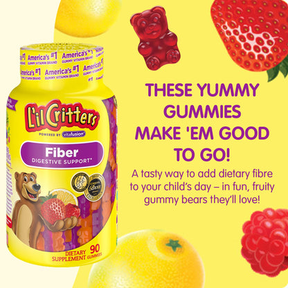L’il Critters Fiber Daily Gummy Supplement for Kids, for Digestive Support, Berry and Lemon Flavors, 90 Gummies - PrimeBioHealth - canada supplements