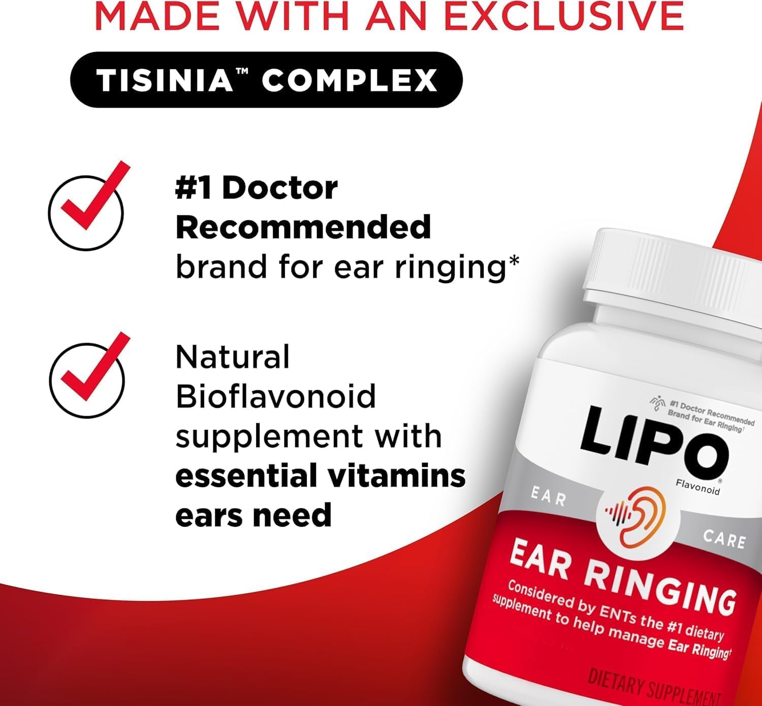 Lipo-Flavonoid Ear Ringing - Doctor-Recommended for Ringing Ears - Clinically Proven Lemon Bioflavonoid Complex with Vitamins C, B1, B2, B6, B12 - PrimeBioHealth - canada supplements