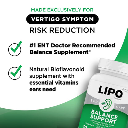 Lipo-Flavonoid for Vertigo & Dizziness Relief, Clinically Tested Formula with Ginkgo Biloba, Vitamin D, & Vitamin B Complex - PrimeBioHealth - canada supplements