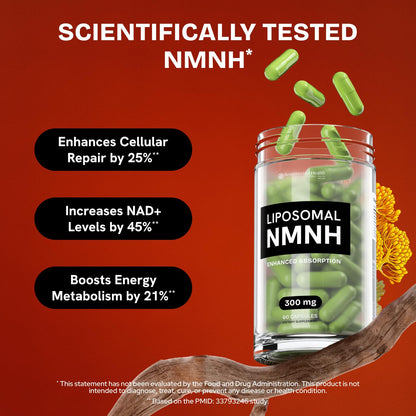 Liposomal NMNH Supplement 300mg – Boosts NAD Anti-Aging, Energy & Focus – NMM Capsules Alternative to for Cellular Vitality – Third-Party Tested, 60 Vegan Capsules | 1 Pack - PrimeBioHealth - canada supplements