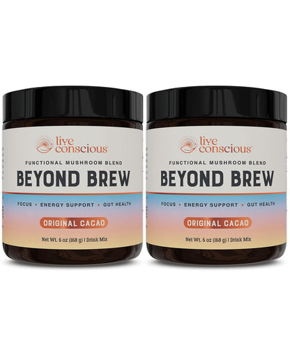 Live Conscious Beyond Brew - Coffee Alternative - Low Caffeine - Mushroom Complex w/Lion’s Mane, Reishi, Cordyceps & Chaga for Sustained Focus, Energy & Immunity - w/Prebiotics & Probiotics - 30 - PrimeBioHealth - canada supplements