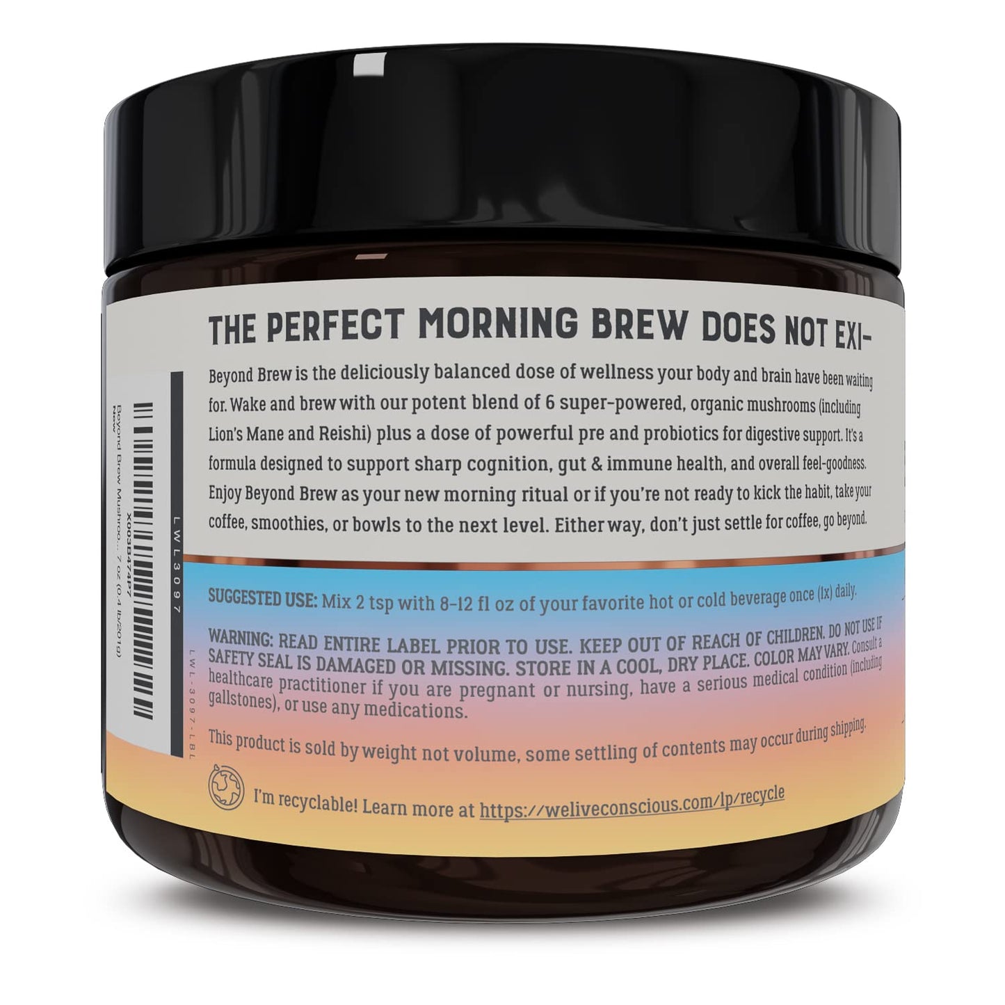 Live Conscious Beyond Brew - Coffee Alternative - Low Caffeine - Mushroom Complex w/Lion’s Mane, Reishi, Cordyceps & Chaga for Sustained Focus, Energy & Immunity - w/Prebiotics & Probiotics - 30 - PrimeBioHealth - canada supplements