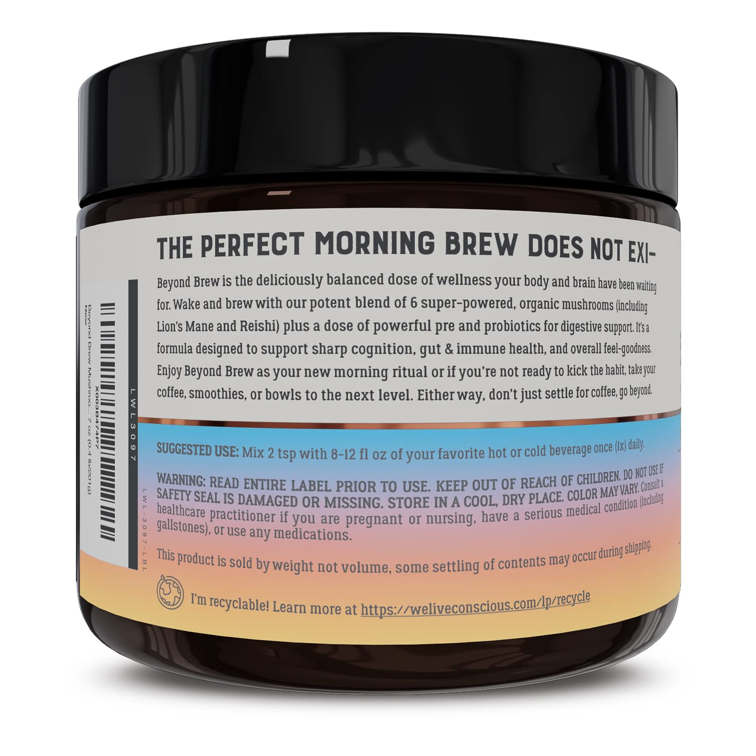 Live Conscious Beyond Brew - Coffee Alternative - Low Caffeine - Mushroom Complex w/Lion’s Mane, Reishi, Cordyceps & Chaga for Sustained Focus, Energy & Immunity - w/Prebiotics & Probiotics - 30 - PrimeBioHealth - canada supplements