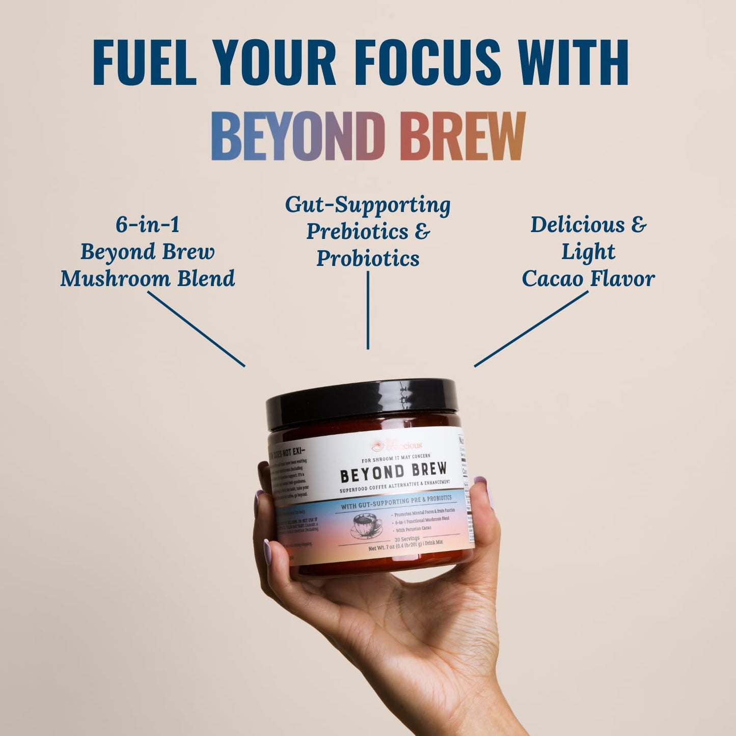 Live Conscious Beyond Brew - Coffee Alternative - Low Caffeine - Mushroom Complex w/Lion’s Mane, Reishi, Cordyceps & Chaga for Sustained Focus, Energy & Immunity - w/Prebiotics & Probiotics - 30 - PrimeBioHealth - canada supplements