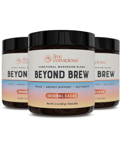 Live Conscious Beyond Brew - Coffee Alternative - Low Caffeine - Mushroom Complex w/Lion’s Mane, Reishi, Cordyceps & Chaga for Sustained Focus, Energy & Immunity - w/Prebiotics & Probiotics - 30 - PrimeBioHealth - canada supplements