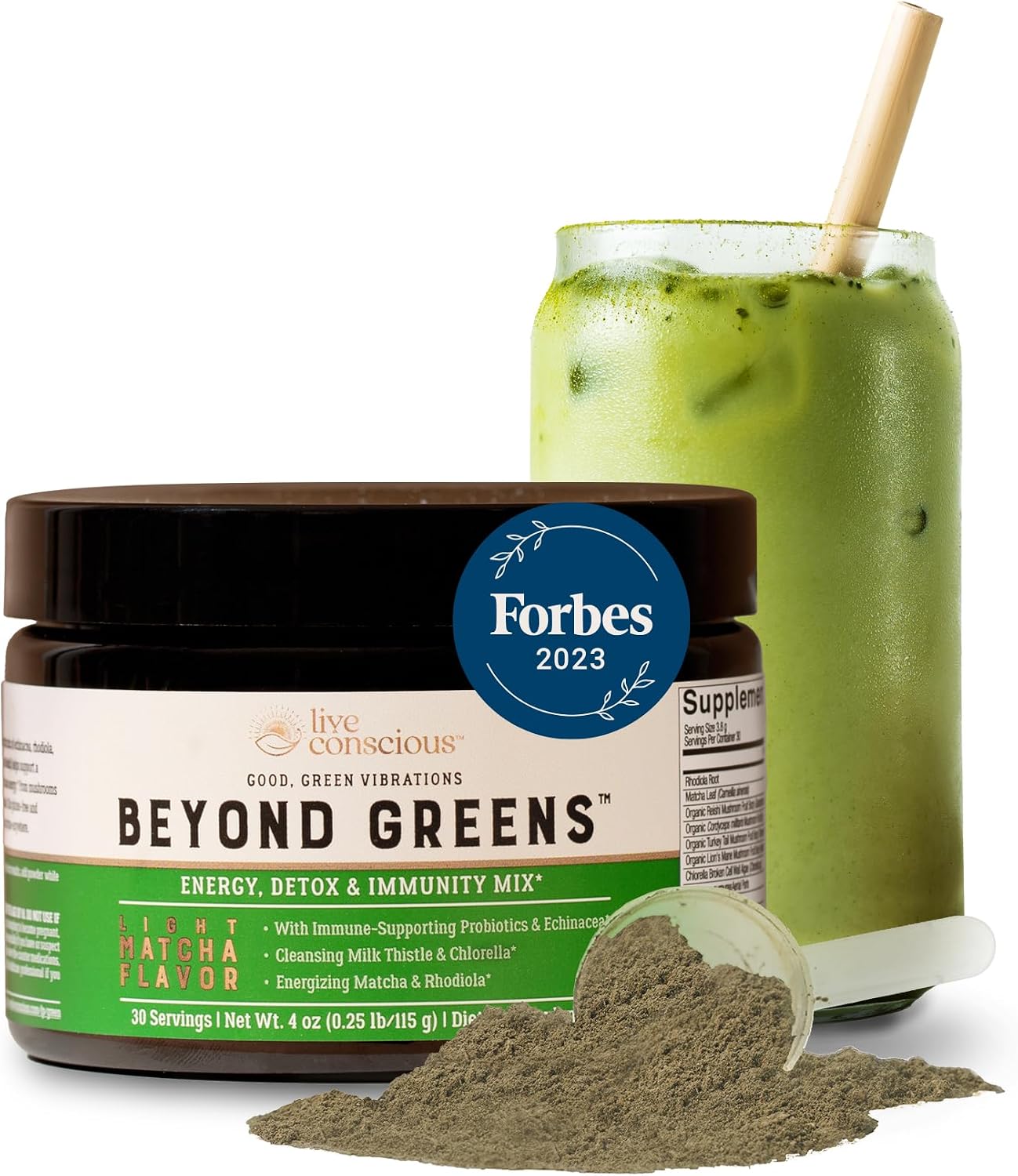 Live Conscious Beyond Greens & Collagen Peptides Peach Mango| Mushroom Coffee Alternative Low Caffeine + Hair, Skin, Nail, and Joint Support - PrimeBioHealth - canada supplements