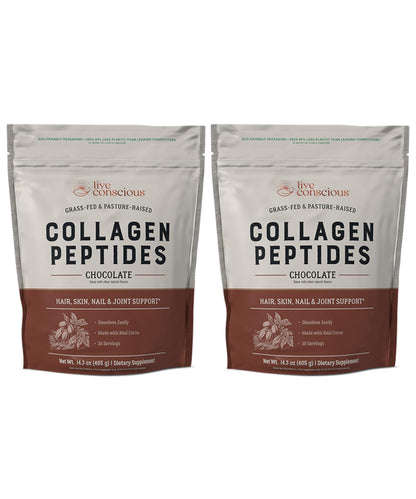 Live Conscious Collagen Peptides Powder - Naturally-Sourced Hydrolyzed Collagen Powder - Hair, Skin, Nail, and Joint Support - Type I & III Grass-Fed Collagen Supplements for Women and Men - 16oz - PrimeBioHealth - canada supplements