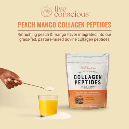 Live Conscious Collagen Peptides Powder - Naturally-Sourced Hydrolyzed Collagen Powder - Hair, Skin, Nail, and Joint Support - Type I & III Grass-Fed Collagen Supplements for Women and Men - 16oz - PrimeBioHealth - canada supplements