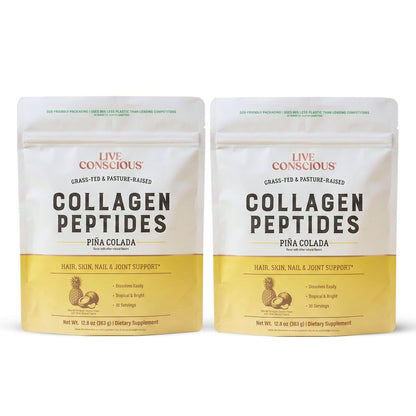 Live Conscious Collagen Peptides Powder - Naturally-Sourced Hydrolyzed Collagen Powder - Hair, Skin, Nail, and Joint Support - Type I & III Grass-Fed Collagen Supplements for Women and Men - 16oz - PrimeBioHealth - canada supplements