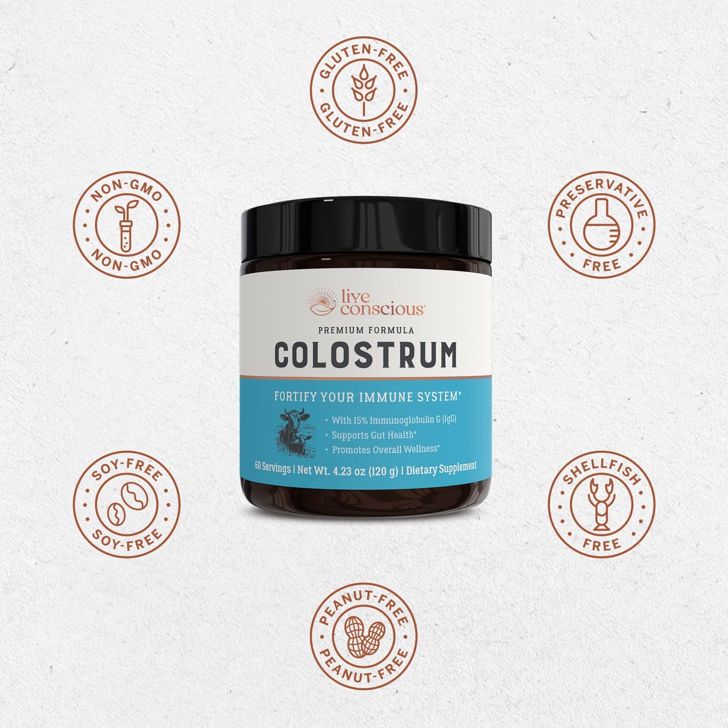 Live Conscious Colostrum Powder - Grass Fed Colostrum Supplement with Lactoferrin for Iron Absorption - Bovine Colostrum an Immune System Supplement - PrimeBioHealth - canada supplements