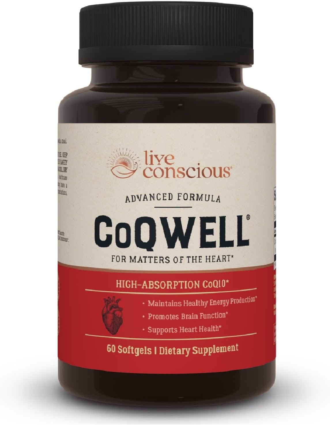 Live Conscious CoQWell - CoQ10 Heart, Brain, and Vascular Health Support, Coenzyme Q10 Ubiquinone - 60 Softgels - 60 Day Supply - PrimeBioHealth - canada supplements