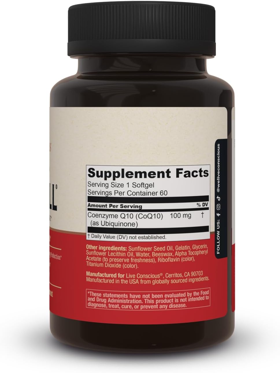 Live Conscious CoQWell - CoQ10 Heart, Brain, and Vascular Health Support, Coenzyme Q10 Ubiquinone - 60 Softgels - 60 Day Supply - PrimeBioHealth - canada supplements