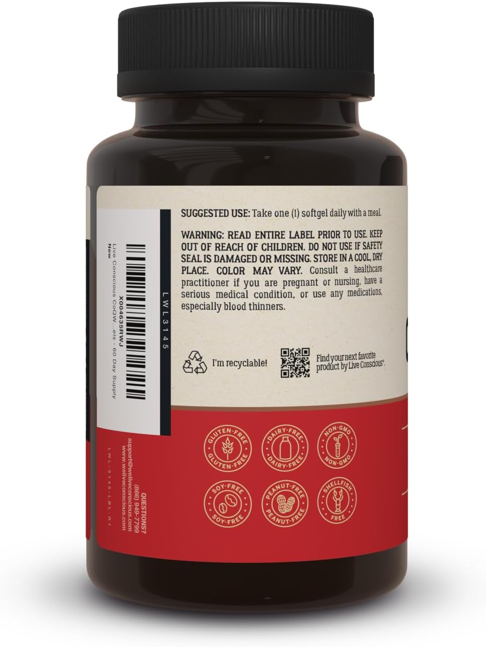 Live Conscious CoQWell - CoQ10 Heart, Brain, and Vascular Health Support, Coenzyme Q10 Ubiquinone - 60 Softgels - 60 Day Supply - PrimeBioHealth - canada supplements