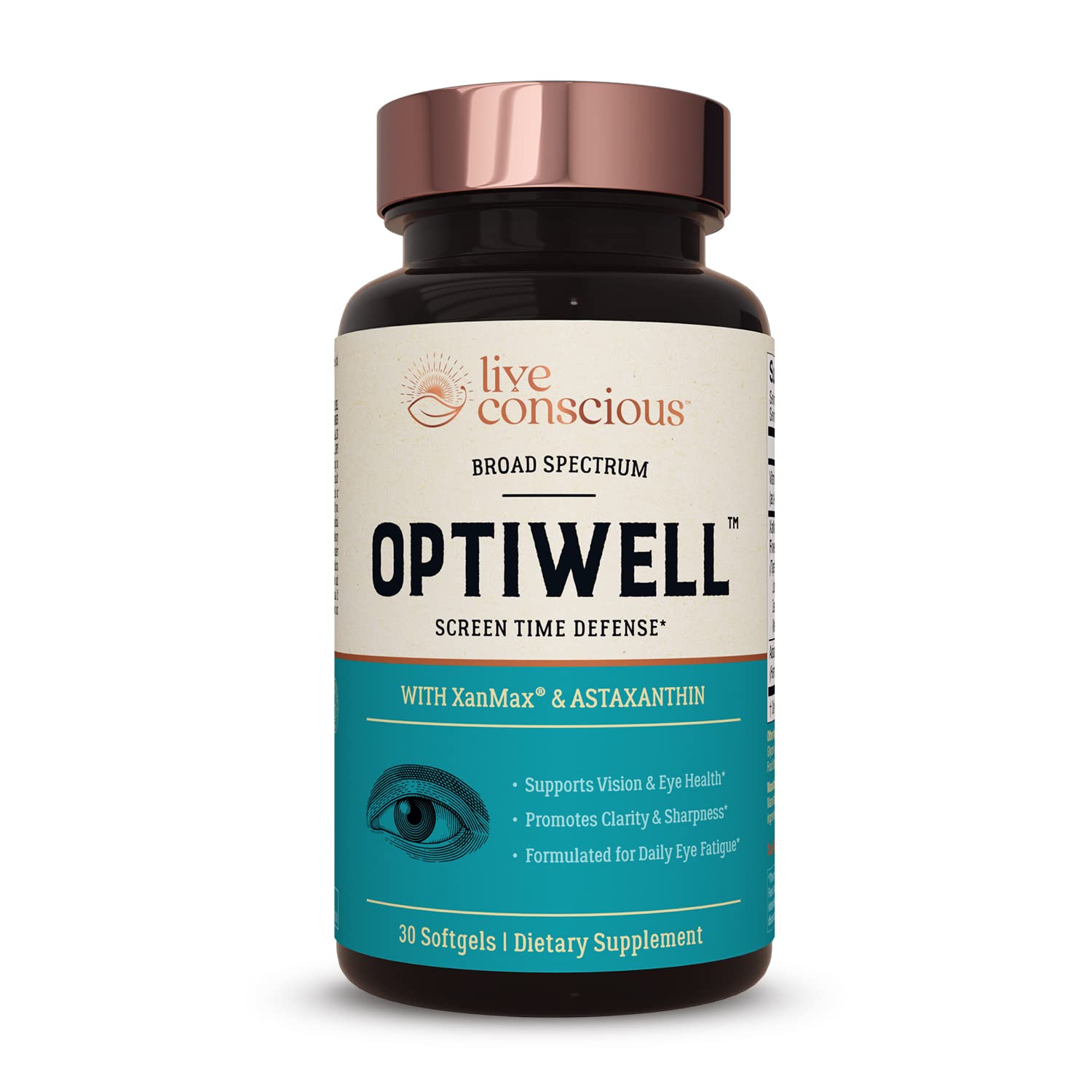 Live Conscious Eye Vitamins Select AREDS 2 Ingredients with Vitamin E, Lutein, and Astaxanthin - OptiWell Eye Health Supplement and Blue Light Support - 30 Softgels - PrimeBioHealth - canada supplements