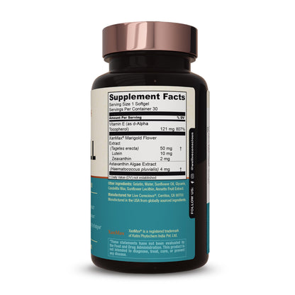 Live Conscious Eye Vitamins Select AREDS 2 Ingredients with Vitamin E, Lutein, and Astaxanthin - OptiWell Eye Health Supplement and Blue Light Support - 30 Softgels - PrimeBioHealth - canada supplements