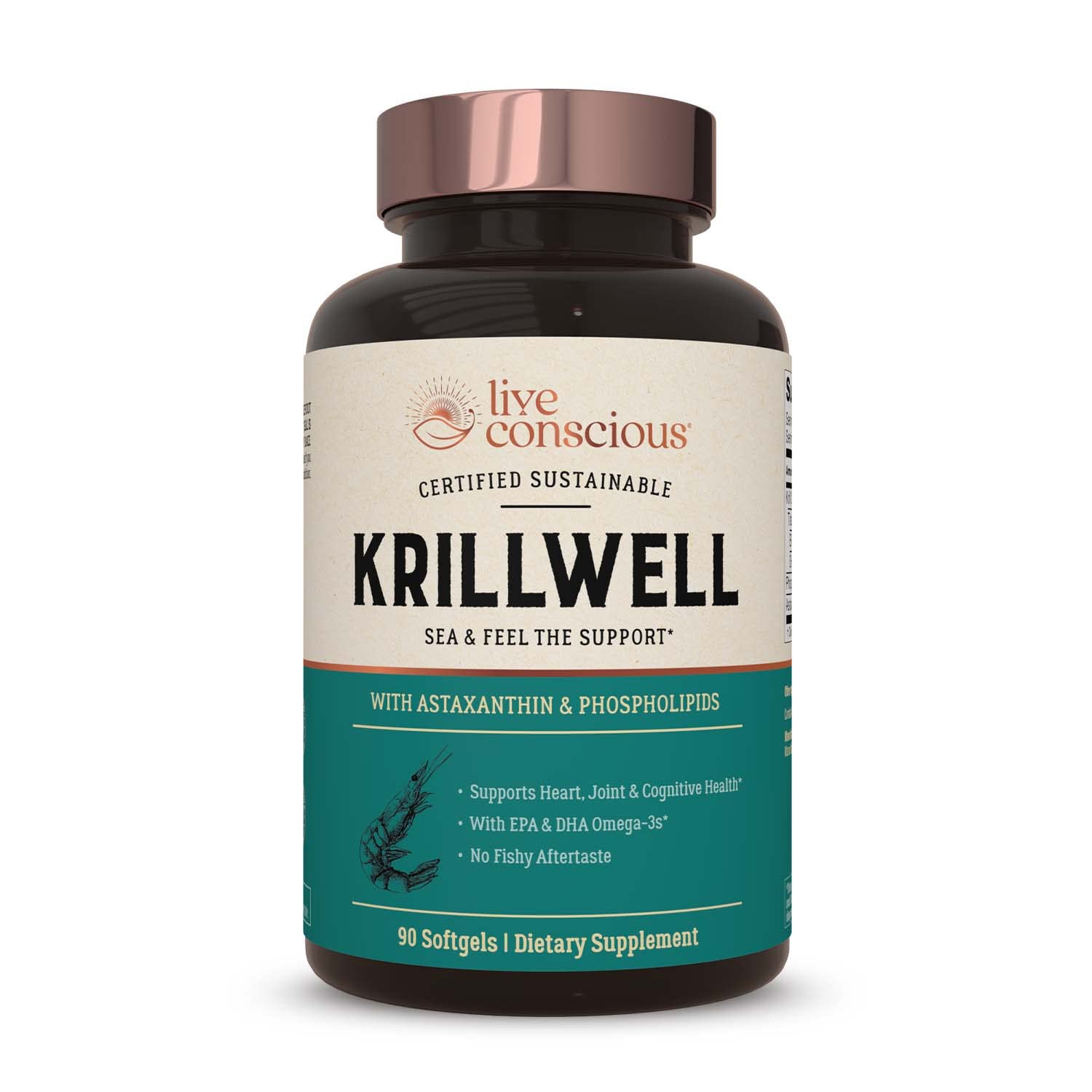 Live Conscious KrillWell, Joint, and Cognitive Support | Certified Sustainable Krill Oil 2X More Effective Than Fish Oil - 30 Day Supply - PrimeBioHealth - canada supplements