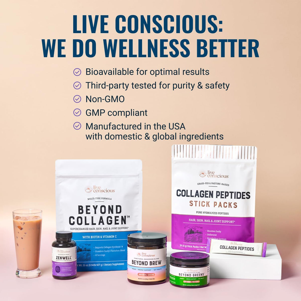 Live Conscious KSM-66 Ashwagandha Supplement w/L Theanine & AlphaWave - ZenWell Everyday Stress Relief, Cognitive, Brain Health - Ashwagandha for Men & Women - 60 Capsules - PrimeBioHealth - canada supplements