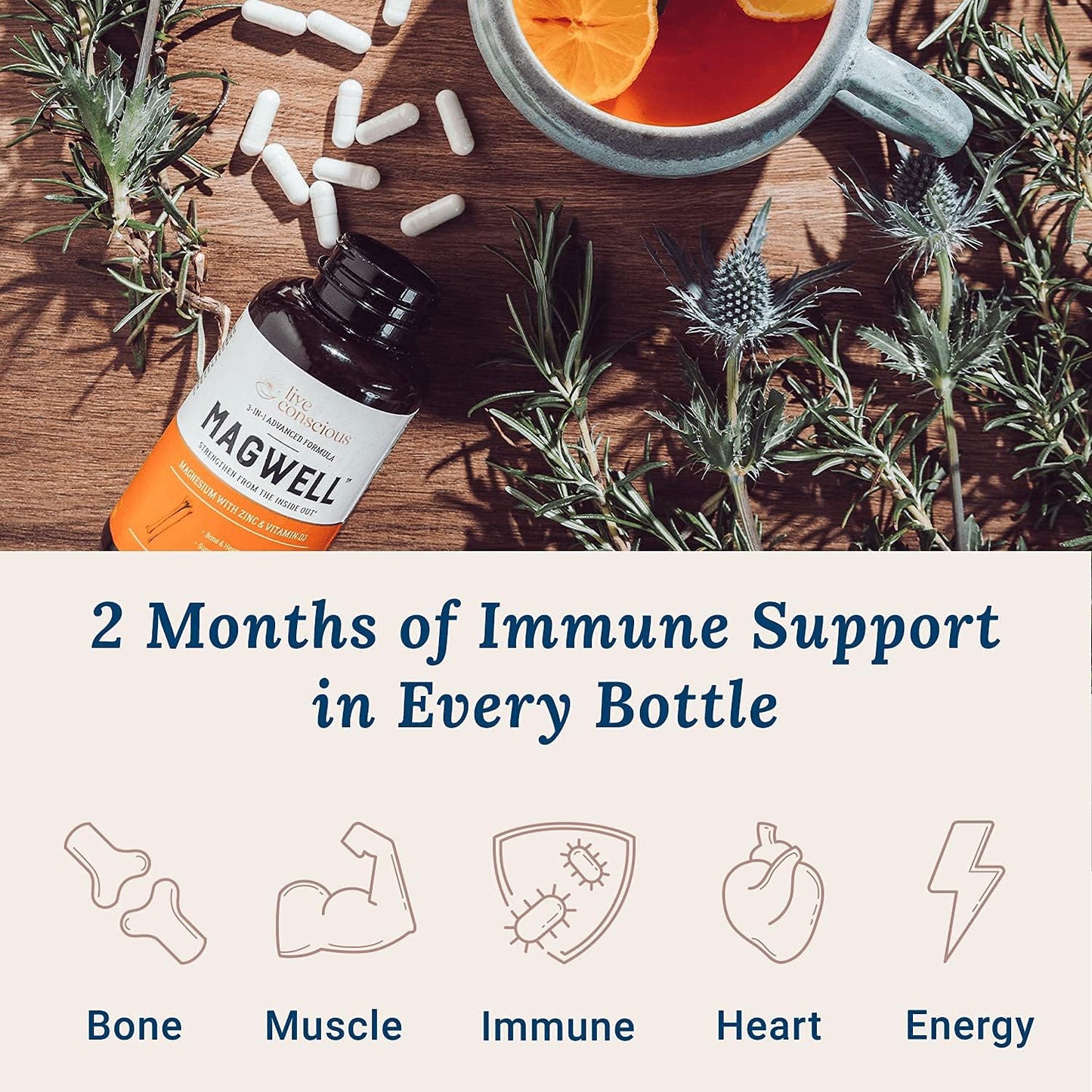 Live Conscious OmegaWell Fish Oil & MagWell Magnesium Zinc & Vitamin D3 | Bone & Heart Health, Immune System Support + Heart, Brain & Joint Support - PrimeBioHealth - canada supplements