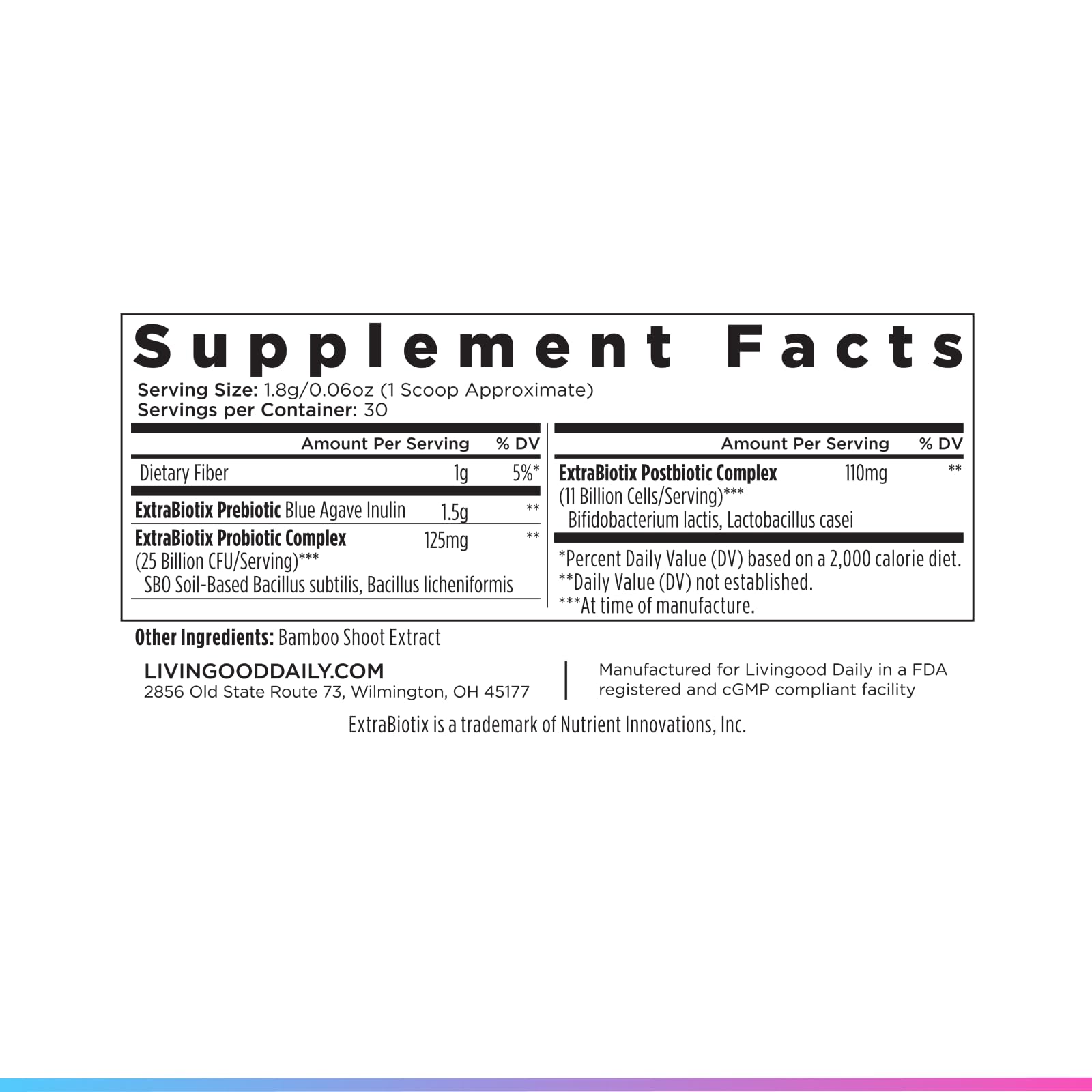 Livingood Daily Pre Pro Post Biotics Blend Powder, Digestive Health Supplement with Prebiotics from Organic Blue Agave Inulin, SBO Probiotics, Probiotics for Women & Men - PrimeBioHealth - canada supplements