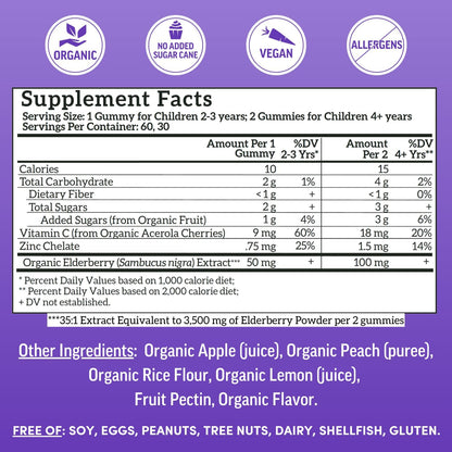 Llama Naturals Elderberry Gummies for Kids, Vegan, Organic Immune Support Supplement with Vitamin C and Zinc, Toddler Real Fruit Gummy Vitamins for Immunity - PrimeBioHealth - canada supplements