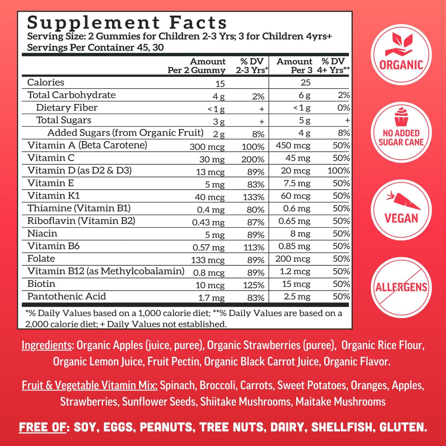 Llama Naturals Kids Multivitamin Gummies | Real Fruit, No Added Sugar Cane | Organic Vegan Toddler Whole Food Vitamins | Vitamin D, C & Beta Carotene Gummy Supplement - PrimeBioHealth - canada supplements