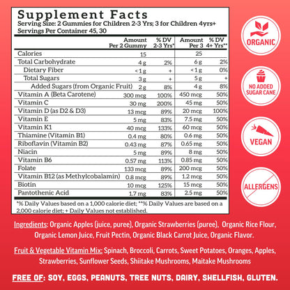 Llama Naturals Kids Multivitamin Gummies | Real Fruit, No Added Sugar Cane | Organic Vegan Toddler Whole Food Vitamins | Vitamin D, C & Beta Carotene Gummy Supplement - PrimeBioHealth - canada supplements