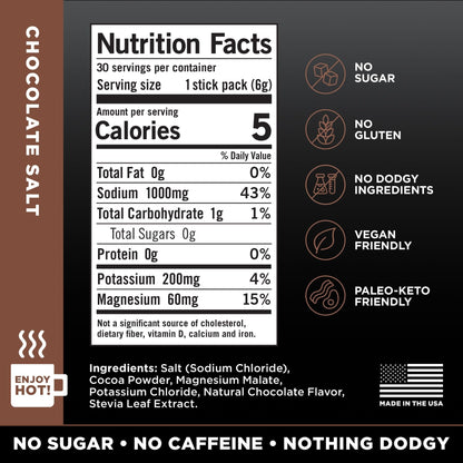 LMNT Zero Sugar Hot Chocolate or Coffee Mixer - Chocolate Salt | Drink Mix | 30-Count - PrimeBioHealth - canada supplements