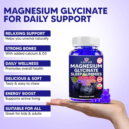 Lofux Magnesium Glycinate Gummies 400mg, Sugar Free Magnesium Gummies for Adults Women, Men, Chewable Supplement Gummy with L-Threonate, Vitamin D, B6, CoQ10 - PrimeBioHealth - canada supplements