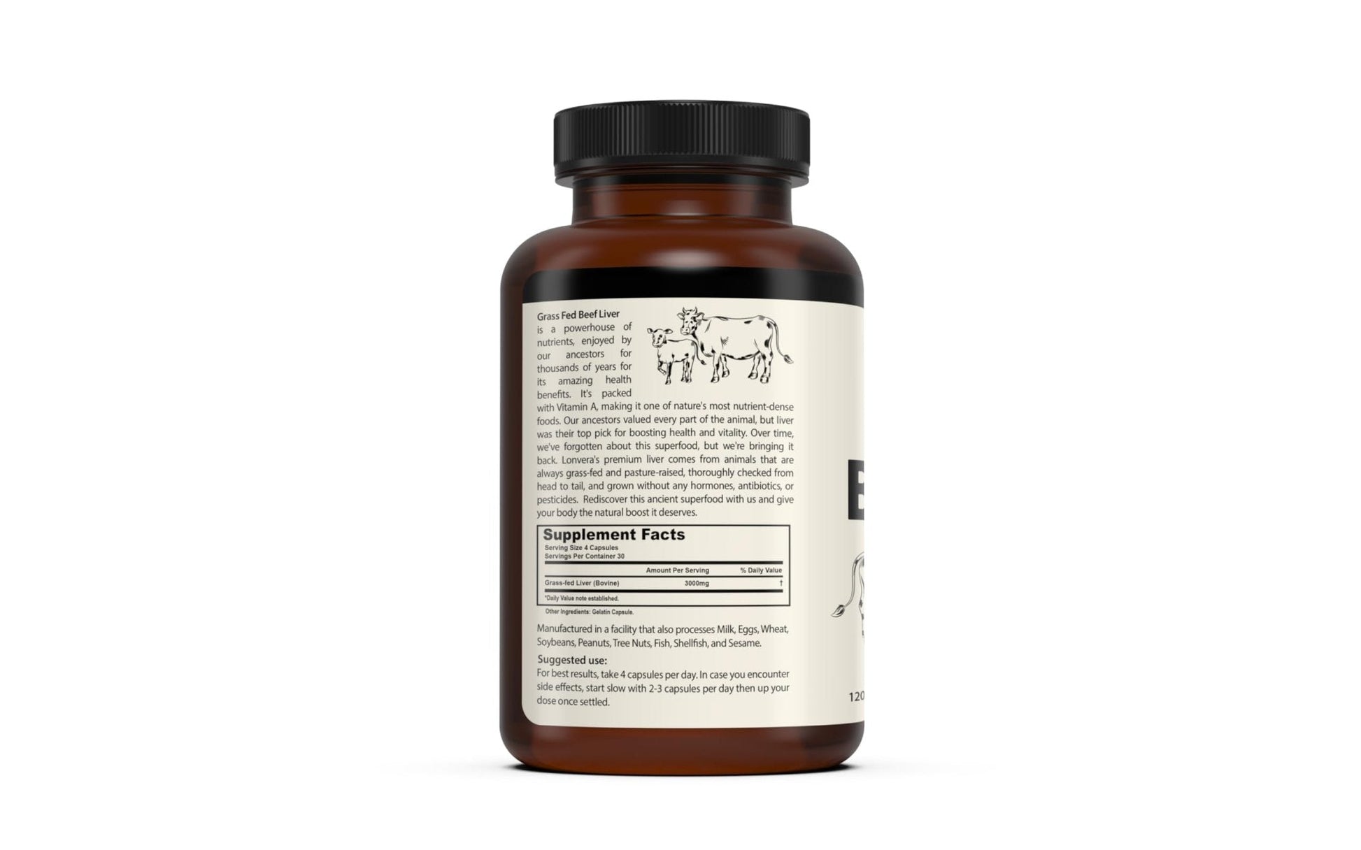 Lonvera Grass Fed Beef Liver Capsules for Women and Men – 3000mg Freeze Dried Desiccated Organs – Nutrient Source for Joints, Bones, Hair, Skin - PrimeBioHealth - canada supplements