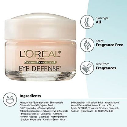 L'Oreal Paris Dermo-Expertise Eye Defense Eye Cream with Caffeine and Hyaluronic Acid 0.5 oz - PrimeBioHealth - canada supplements