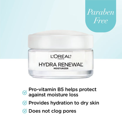 L'Oreal Paris Skincare Hydra-Renewal Face Moisturizer with Pro-Vitamin B5 for Dry Sensitive Skin, All-Day Hydration, 1.7 Oz - PrimeBioHealth - canada supplements
