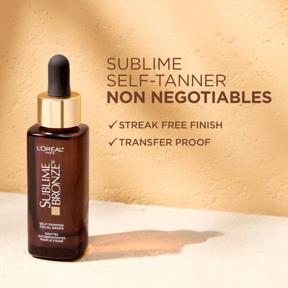 L'Oreal Paris Sublime Bronze Self Tanning Facial Drops with Hyaluronic Acid, Gradual Tan, Fragrance-Free, 1 fl. Oz - PrimeBioHealth - canada supplements