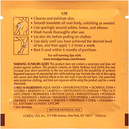 L'Oreal Paris Sublime Bronze Self Tanning Towelettes, Streak-Free, Natural Looking Tan, 6 ct - PrimeBioHealth - canada supplements