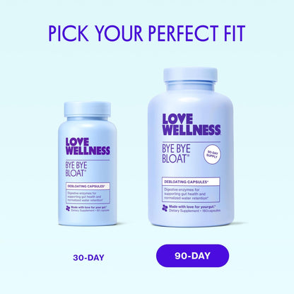 Love Wellness Bye Bye Bloat | Digestive Enzymes for Fast Acting Bloating Relief for Women | Helps Reduce Water Retention & Gas Relief | Supports Digestive Health - PrimeBioHealth - canada supplements