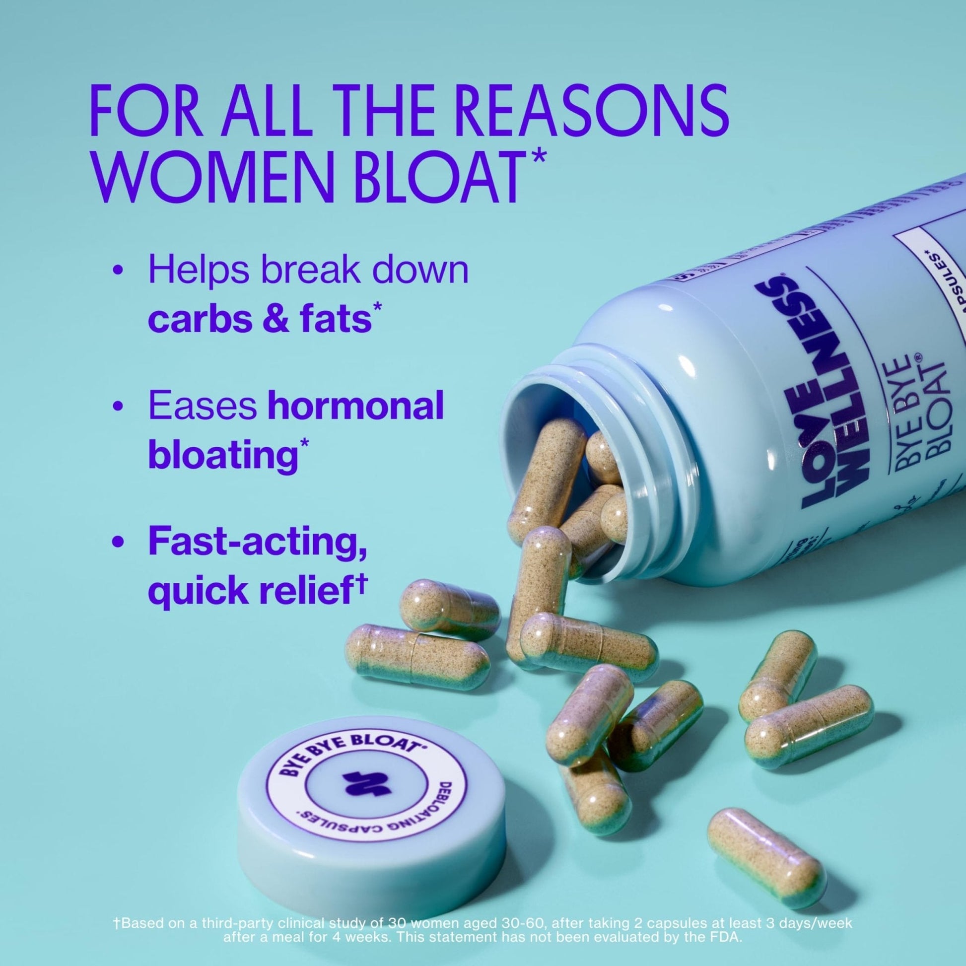 Love Wellness Bye Bye Bloat | Digestive Enzymes for Fast Acting Bloating Relief for Women | Helps Reduce Water Retention & Gas Relief | Supports Digestive Health - PrimeBioHealth - canada supplements