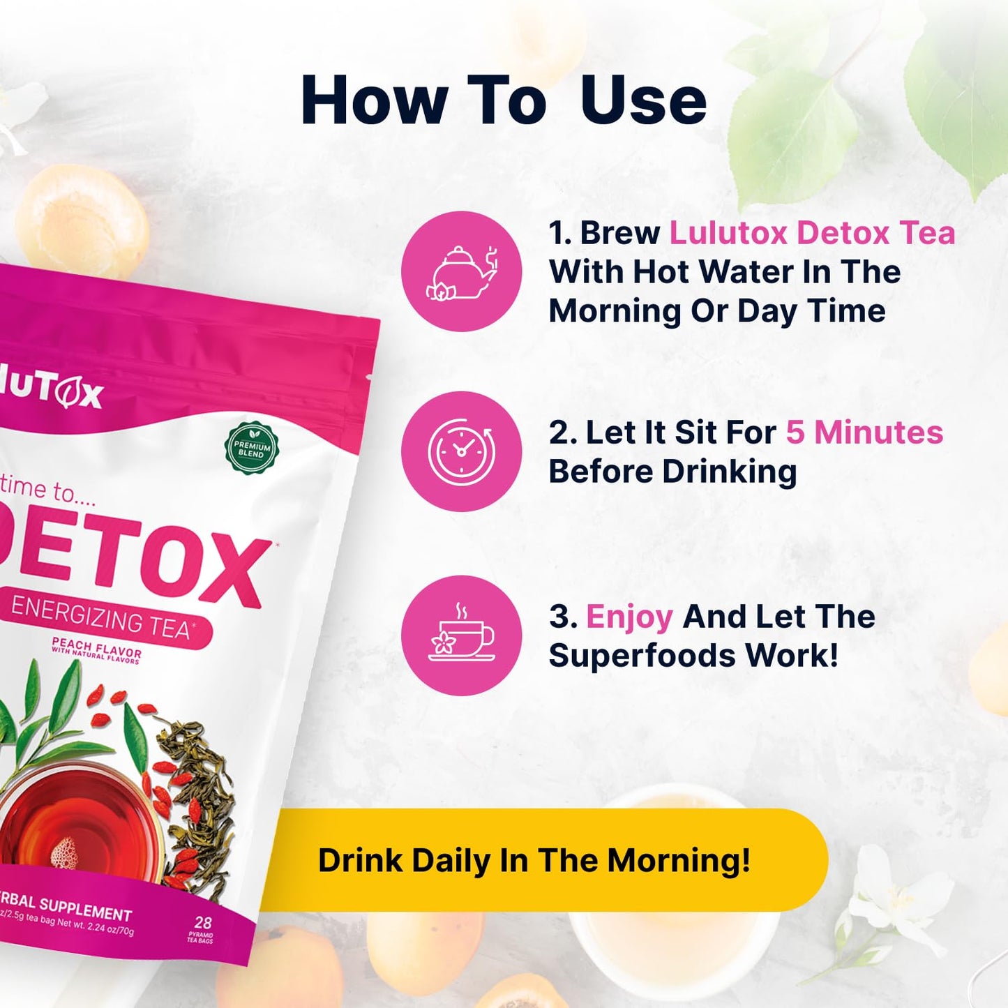 Lulutox Herbal Tea Bundle – Chamomile Lavender Herbal Tea (28 Tea Bags) & Peach Herbal Tea (84 Servings) – Caffeine-Free Herbal Tea Variety Pack - PrimeBioHealth - canada supplements