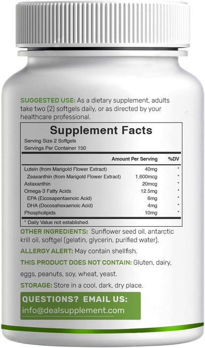 Lutein and Zeaxanthin Supplements, 40mg Per Serving, 300 Softgels – Plus Astaxanthin, Omega-3s, & Phospholipids – Non-GMO - PrimeBioHealth - canada supplements