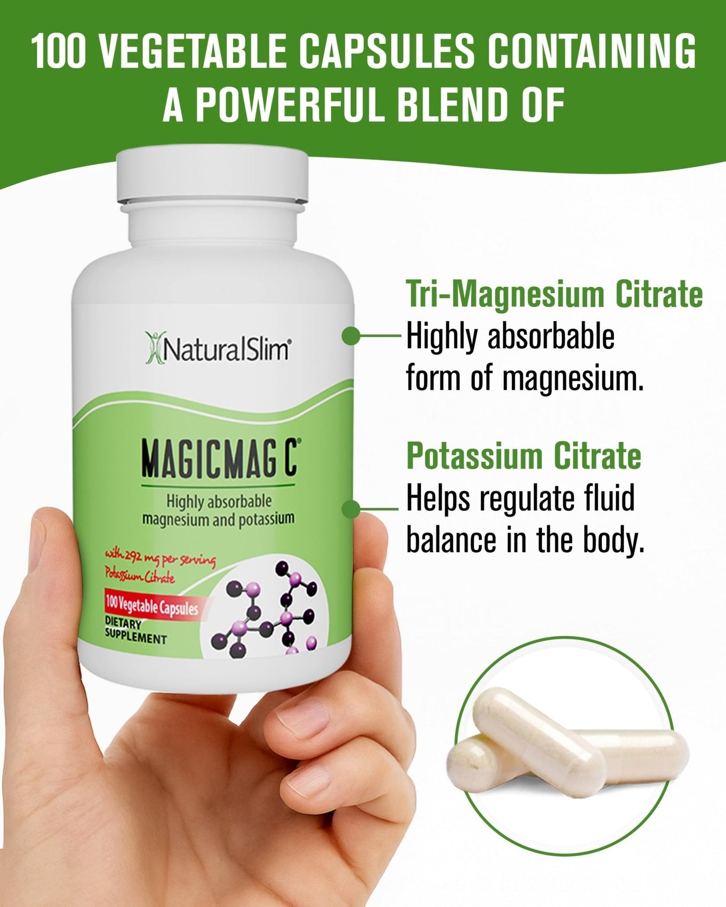 MagicMag C by NaturalSlim, Magnesium Citrate Capsules for Muscle Relaxation, Sleep Quality, Nerve Function & Electrolyte Support, Daily Magnesium Supplement - PrimeBioHealth - canada supplements