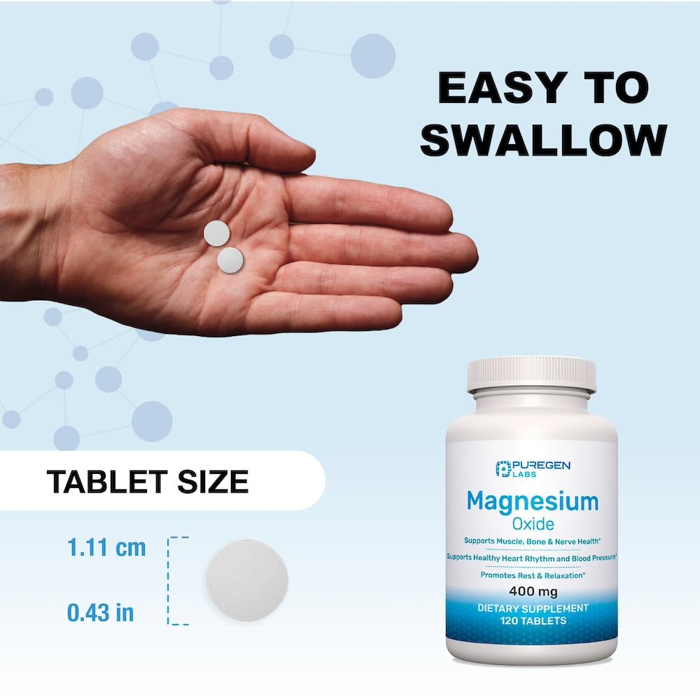 Magnesium 400mg [High Potency] Supplement – Magnesium Oxide for Immune Support, Muscle Recovery, Leg Cramps and Relaxation 120 Tablets - PrimeBioHealth - canada supplements