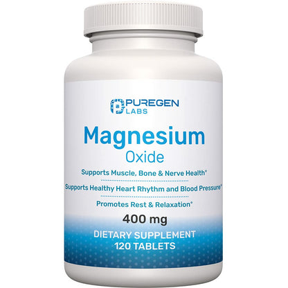 Magnesium 400mg [High Potency] Supplement – Magnesium Oxide for Immune Support, Muscle Recovery, Leg Cramps and Relaxation 120 Tablets - PrimeBioHealth - canada supplements