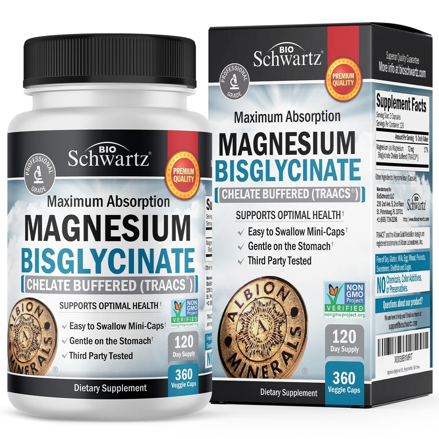 Magnesium Bisglycinate Chelated Supplement - High Absorption Magnesium Glycinate Supplement for Women and Men - Sleep, Muscle, Bone & Joint Support - PrimeBioHealth - canada supplements